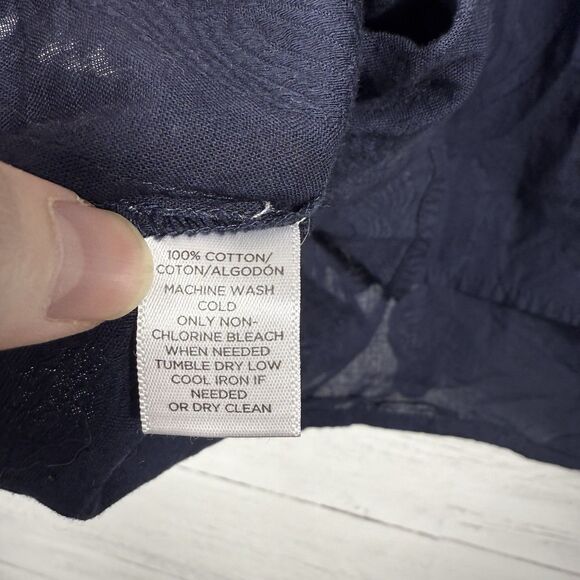 Ann Taylor Loft Womens Size Small Blue Cotton Bell Sleeve Blouse - Picture 5 of 6